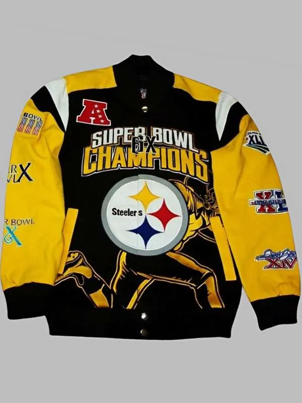 super-bowl-champions-6x-pittsburgh-steelers-yellow-leather-jacket-01 Super Bowl 6X Champions Pittsburgh Steelers Yellow Leather Jacket - Image 1