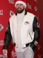 Travis Kelce Chiefs Black and White Varsity Jacket - Image 3