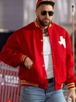 Travis Kelce Texans Red varsity Jacket - Image 2