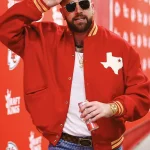 Travis Kelce Texans Red varsity Jacket