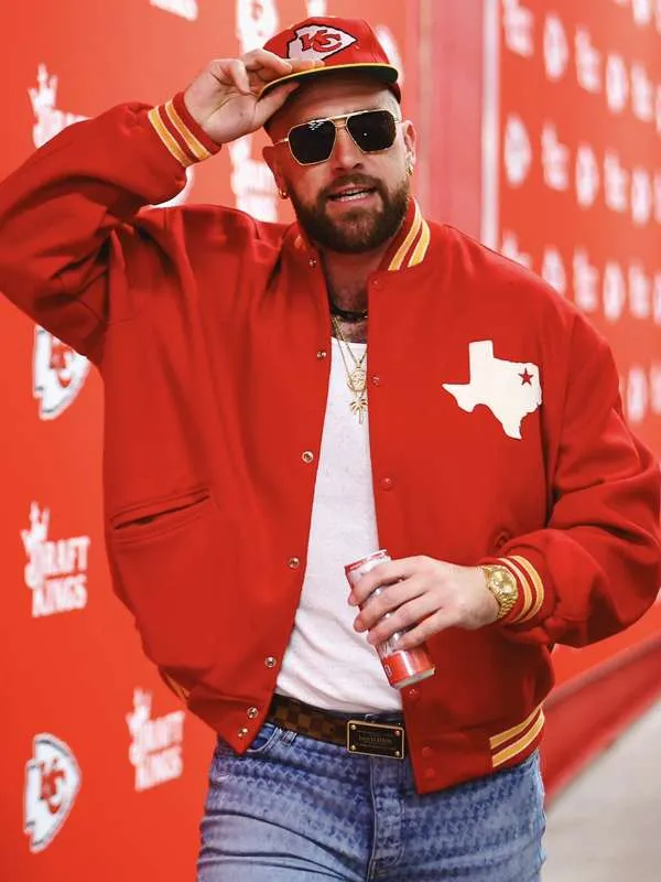 travis-kelce-texans-red-varsity-jacket-02 Travis Kelce Texans Red varsity Jacket - Image 1