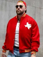 Travis Kelce Texans Red varsity Jacket - Image 3