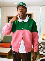Tyler The Creator Green & Pink Golf Cowboy Varsity Jacket - Image 2