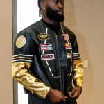 7uice x Vanson Black and Gold Leather Jacket