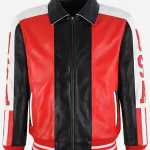 90’s Retro Style American Flag Leather Bomber Jacket