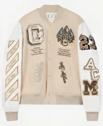 AC Milan Football Club Off White Varsity Jacket - Image 4