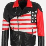 American Flag Biker Style Leather Jacket