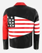 American Flag Biker Style Leather Jacket - Image 2