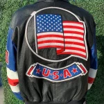 American Flag Leather Varsity Jacket