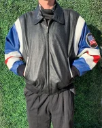 American Flag Leather Varsity Jacket - Image 2