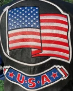 American Flag Leather Varsity Jacket - Image 4