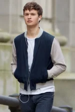 Ansel Elgort Baby Driver 2017 Blue Varsity Jacket