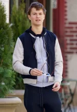 Ansel Elgort Baby Driver 2017 Blue Varsity Jacket - Image 2