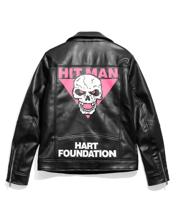 bret-hart-hitman-hart-foundation-1997-biker-jacket-01 Bret Hart Hitman Hart Foundation 1997 Biker Jacket - Image 1