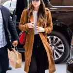 Dakota Johnson Brown Suede Coat