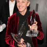 Ellen DeGeneres 43rd Peoples Choice Awards Maroon Velvet Love Jacket