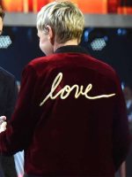 Ellen DeGeneres 43rd Peoples Choice Awards Maroon Velvet Love Jacket - Image 2