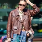 Gigi Hadid NYC Brown Leather Jacket