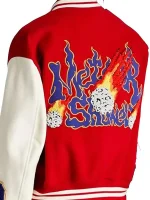 Gigi Hadid Red Meteor Shower Varsity Jacket - Image 4