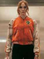 Karen Gillan Gunpowder Milkshake 2021 Orange Varsity Jacket