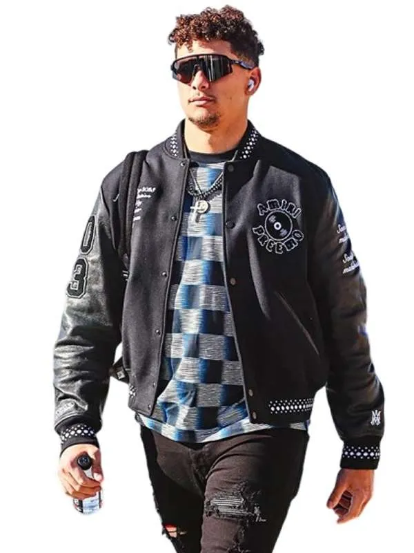 patrick-mahome-black-amiri-varsity-jacket-01 Patrick Mahome Black Amiri Varsity Jacket - Image 1