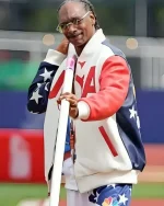 Snoop Dogg Olympic 2024 USA White Leather Jacket - Image 2