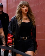 Taylor Swift Kansas City Chiefs Vintage Black Leather Jacket - Image 3