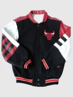 Vintage Chicago Bulls Leather Varsity Jacket - Image 3