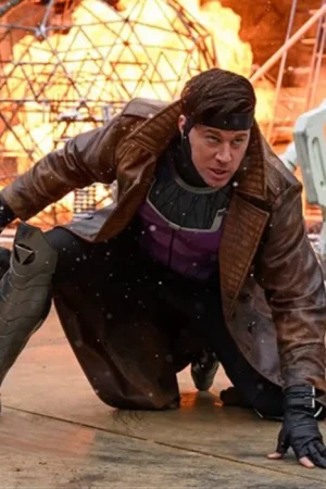 X-Men Gambit Trench Coat Front View – Premium Brown Leather Jacket