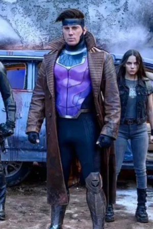 X-Men Gambit Trench Coat Second Front View – Stylish Trench Design with Adjustable Cuffs