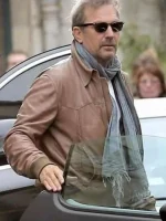3 Days to Kill Kevin Costner Brown Leather Jacket - Image 2