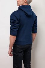 Embroidered Patch Knit Pullover Hoodie - Image 2