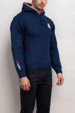 Embroidered Patch Knit Pullover Hoodie - Image 4
