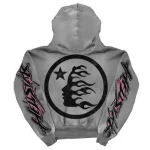 Grey and Pink Unisex Future Flame Hoodie - Image 2