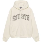 Stussy Outline Zip Hoodie in White