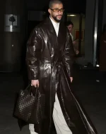 Bad Bunny Met Gala After Party Brown Leather Coat