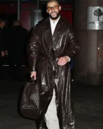 Bad Bunny Met Gala After Party Brown Leather Coat - Image 2
