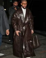 Bad Bunny Met Gala After Party Brown Leather Coat - Image 3