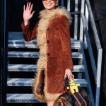 Bella Hadid Brown Suede Leather Afghan Coat