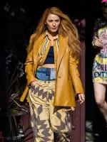 Blake Lively It Ends with Us Mustard Leather Jacket
