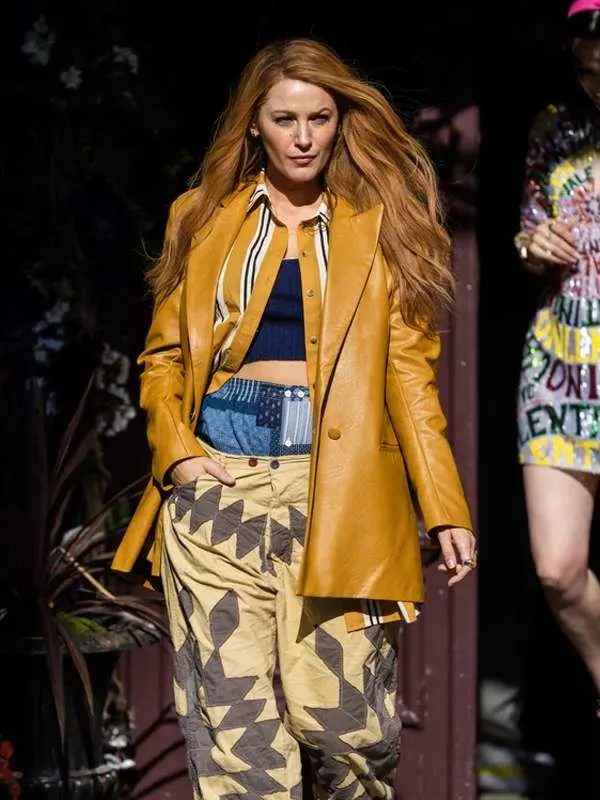 blake-lively-it-ends-with-us-mustard-leather-jacket-01 Blake Lively It Ends with Us Mustard Leather Jacket - Image 1