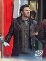 Chris Evans Red One Leather Jacket Coat - Image 3