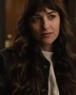 Dakota Johnson Am I Ok 2022 Green Varsity Jacket - Image 2