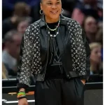 Dawn Staley NCAA Final Tournament Black Leather Jacket