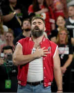 Jason Kelce New Heights Live Show Red Vest - Image 2