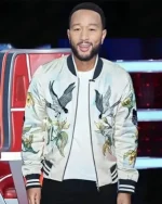 John Legend The Voice Embellished Bird Print Bomber Jacket