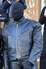 Kanye West Cafe Racer Black Leather Jacket - Image 2