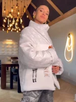 Kristin Juszczyk Caitlin Clark White Jacket - Image 4