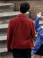 Marcello Emily in Paris S04 Red Suede Leather Jacket - Image 8