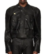 Martine Rose Cropped Biker Leather Jacket